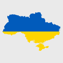 Carte de l'Ukraine colorée en bleu et jaune