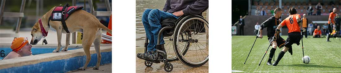 Photos de personnes handicapées à l'extérieur ou faisant du sport