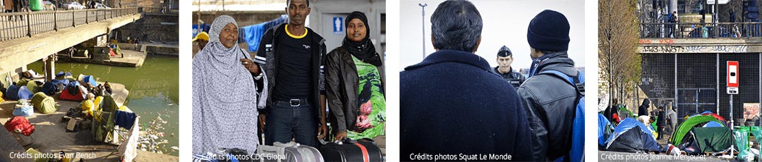 Photos de camps de réfugiés, de personnes exilées