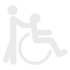 Icône d'une personne poussant un fauteuil roulant
