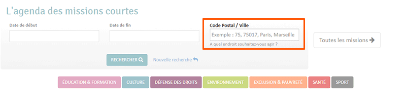 Renseignez le code postal de votre ville ou de votre département